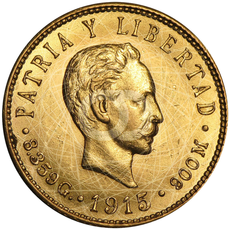5 Pesos Cuba José Martí 1915 1916 