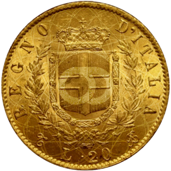 20 Lire  Vittorio Emanuele II 1861 1878  20 Lire  Vittorio Emanuele II 1861 1878