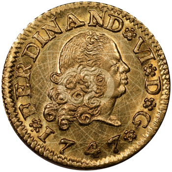 1/2 Escudo Oro Ferdinando VI 1749 1759  1/2 Escudo Oro Ferdinando VI 1749 1759